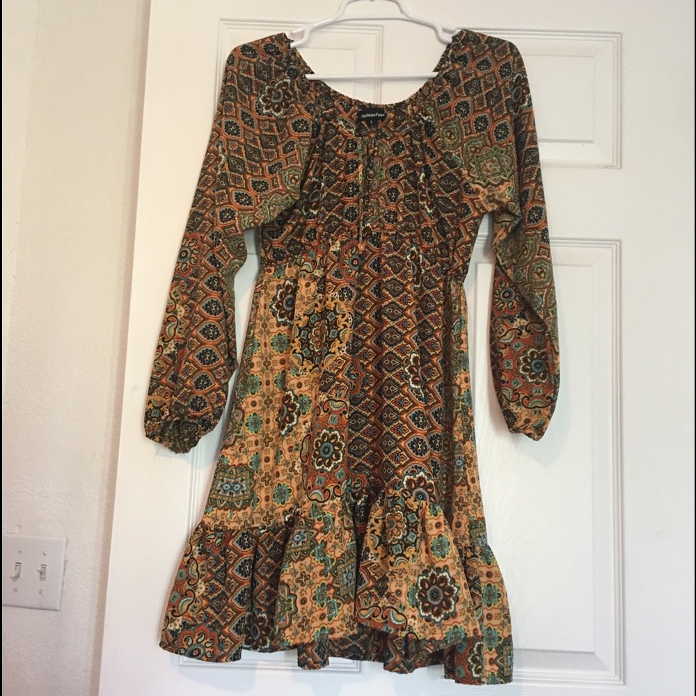Fashion Fuse large Boho dress 3/4 sleeves